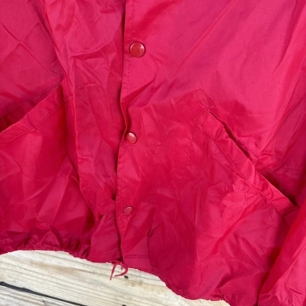 Vintage Velva Sheen Jacket‎ Large L Red Snap Windbreaker Nylon Made in USA